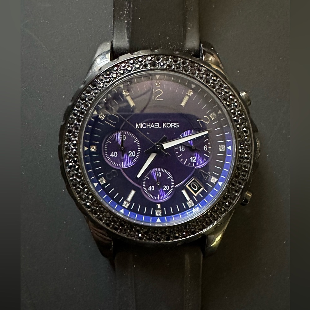 Michael Kors Black Glitz Silicone Chronograph Watch MK-5390